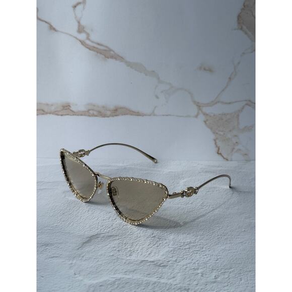 NEW Gucci GG1569S Gold Cat Eye Crystal Sunglasses $1300 main image 5